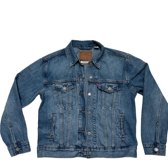 Levi’s Premium Classic Trucker Jean Jacket Blue Denim Small 155/80 - Picture 1 of 16